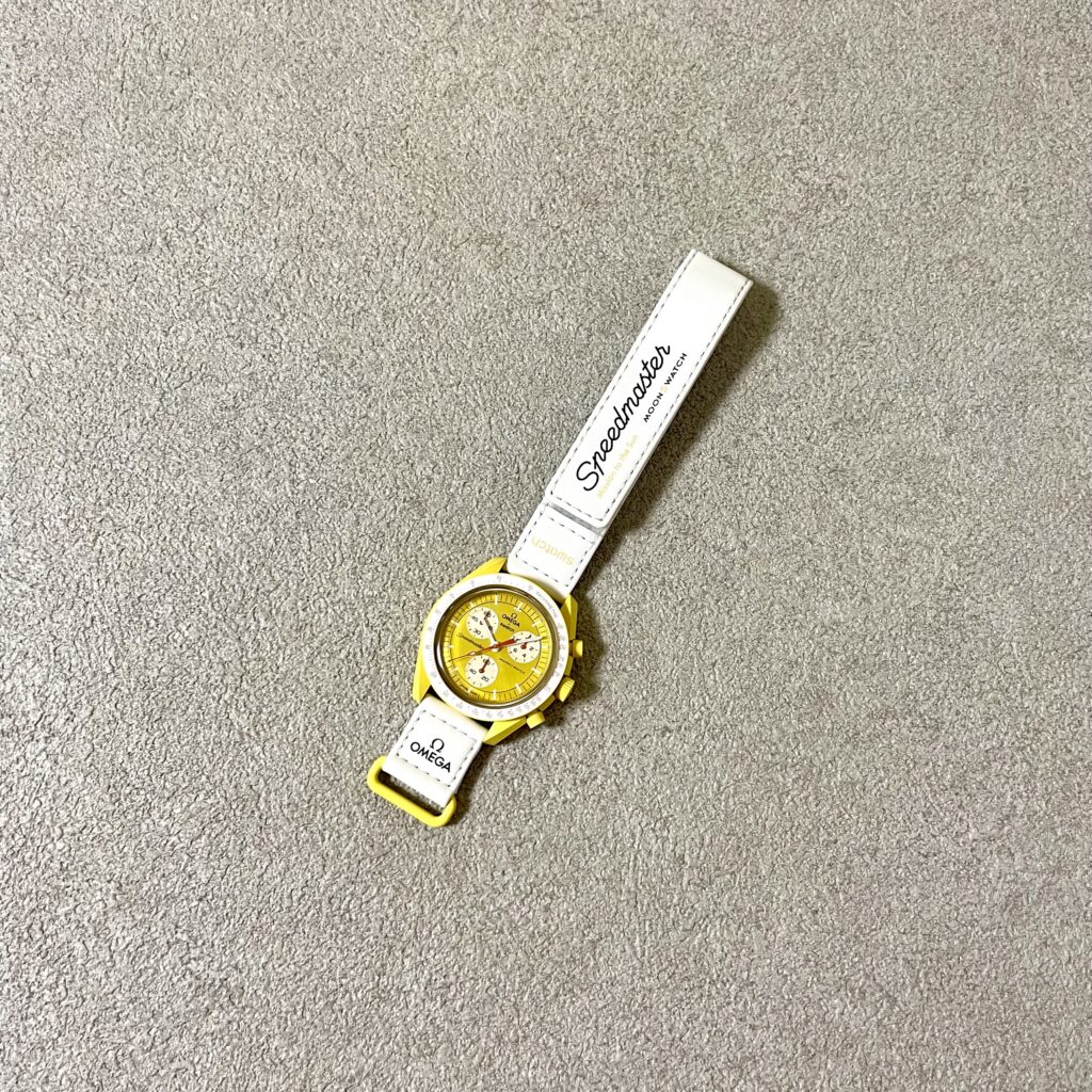 美品 オメガ スウォッチ スピードマスター ムーンスウォッチ イエロー 